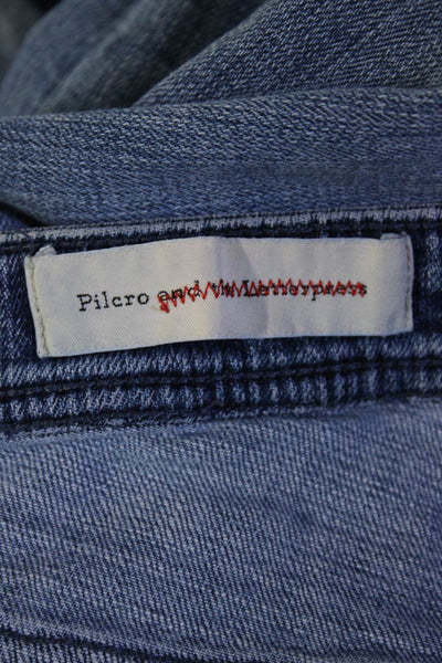 Pilcro and the Letterpress Anthropologie Women's Embroidered Jeans Blue Size 25