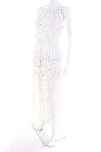 D Exterior Womens Back Zip Scoop Neck Midi Lace Dress White Size Small