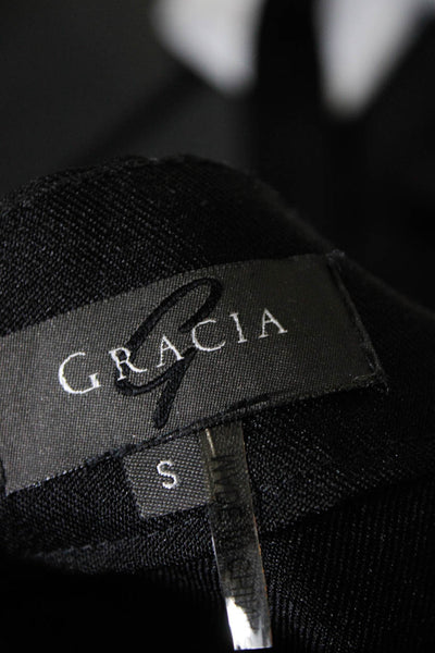 Gracia Womens Knee Length Ruffled Wrap Pencil Skirt Black Size Small