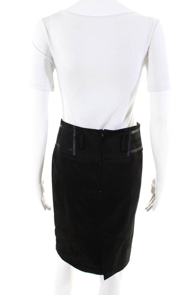 Cassidi Boutique Womens Satin Trim Sateen Knee Length Pencil Skirt Black IT 36