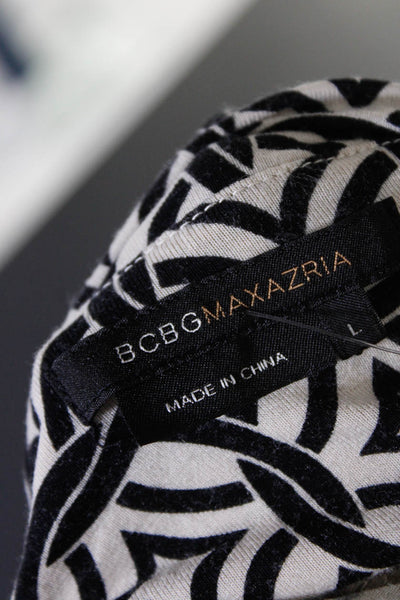 BCBG Max Azria Womens Interlocking Print Midi Skirt Black White Size Large