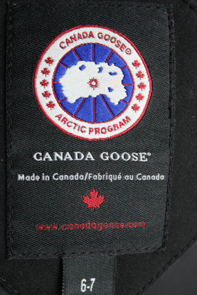 Canada Goose Womens Black Hooded Full Zip Long Sleeve Coat Size 6-7