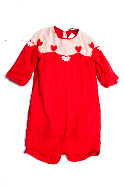 Stella McCartney Kids  Girls Round Neck Short Sleeves A-line Dress Red Size 10
