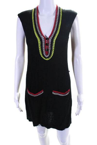 Nanette Lepore Women's Belted V Neck Sleeveless Mini Dress Black Size XS