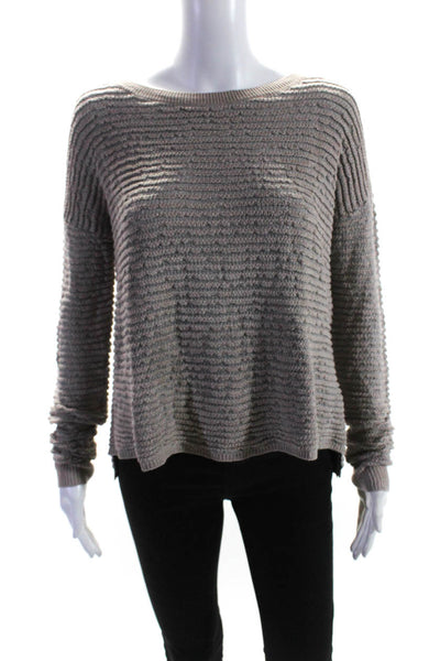 The Kooples Womens Linen Crew Neck Pullover Sweater Gray Beige Size Medium