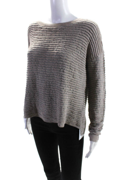 The Kooples Womens Linen Crew Neck Pullover Sweater Gray Beige Size Medium