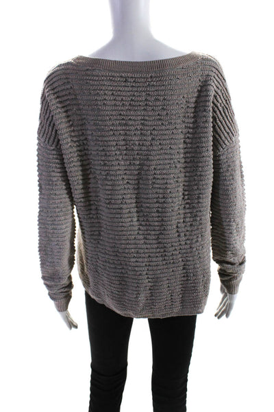 The Kooples Womens Linen Crew Neck Pullover Sweater Gray Beige Size Medium