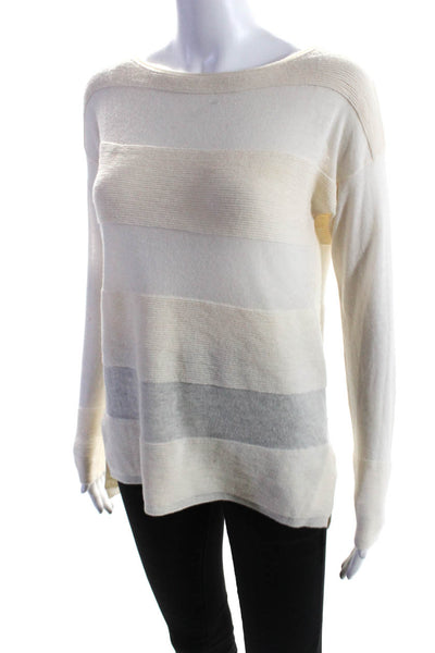 Vince Womens Cashmere Long Sleeves Crew Neck Sweater White Size Extra Small