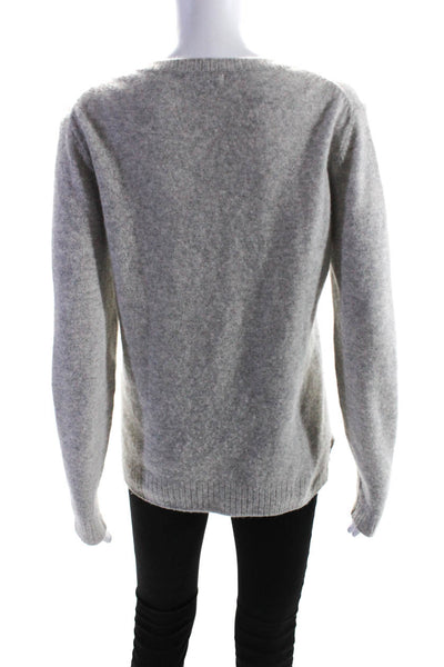 27 Miles Womens Cashmere Stars Knit Crew Neck Sweater Gray Size Small