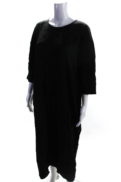 COS Womens Back Buttoned Keyhole 3/4 Sleeve Shift Maxi Dress Black Size 8