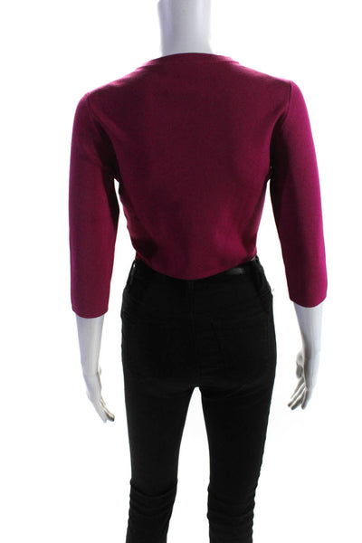Narciso Rodriguez Womens Silk Knit Long Sleeve Zip-Up Blouse Top Pink Size 38