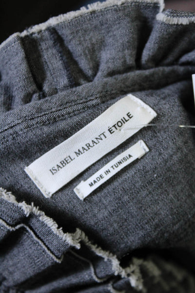 Isabel Marant Etoile Women's V-Neck Long Sleeves Button Up Shirt Gray Size 38