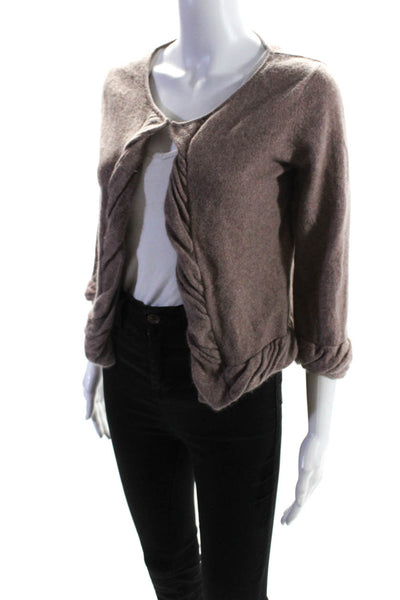 Cynthia Rowley Women's Open Front 3/4 Sleeves Cardigan Sweater Brown Size S