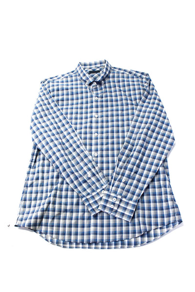 Zachary Prell Mens Plaid Button Down Shirts Blue Gray Cotton Size Large Lot 3