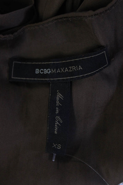 BCBG Max Azria Women's V-Neck Sleeveless Drawstring Shift Dress Brown Size XS