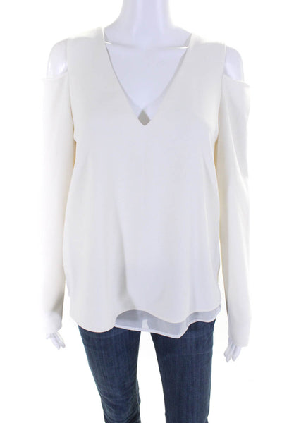 Cooper & Ella Women's Cold Shoulder V-Neck Long Sleeve Blouse White Size M