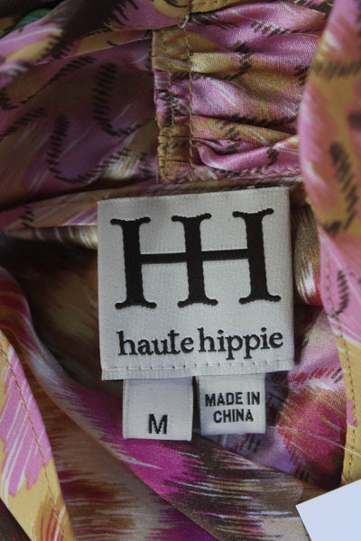 Haute Hippie Women's Silk Drape V-neck Abstract Print Blouse Multicolor Size M
