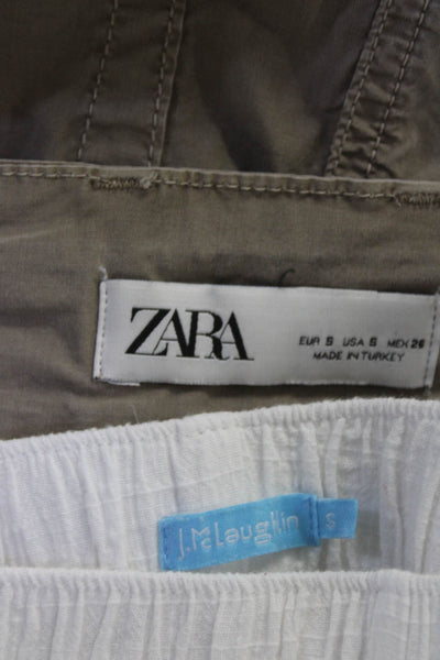 Zara Women's Button Closure Straight Leg Ankle Pant Khaki Size S Lot 2