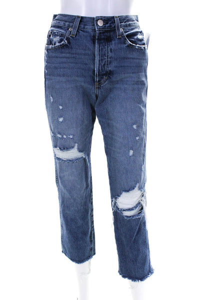Amo Women's Distressed Loverboy Straight Leg Jeans Light Blue Size 24