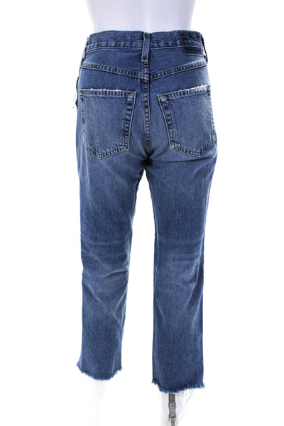 Amo Women's Distressed Loverboy Straight Leg Jeans Light Blue Size 24
