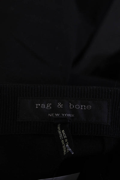 Rag & Bone Womens Back Zip Mid Rise Pleated Pants Black Cotton Size 8
