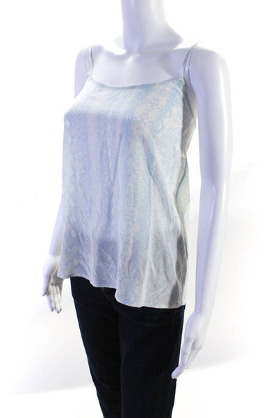 Equipment Femme Animal Print Sleeveless Pullover Spaghetti Strap Top Blue Size S