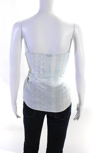 Equipment Femme Animal Print Sleeveless Pullover Spaghetti Strap Top Blue Size S