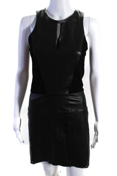 Maje Womens Patchwork Mesh Darted Textured Halter Back Zipped Dress Black Size 2