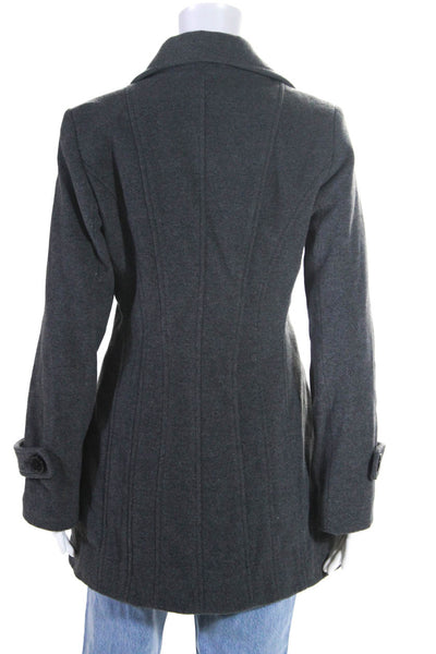 Marc New York Womens Double Breasted Notched Lapel Coat Gray Wool Size 4