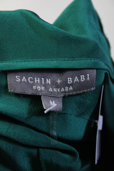 Sachin + Babi For Ankasa Womens Silk Tassel Short Sleeve Blouse Top Teal Size M