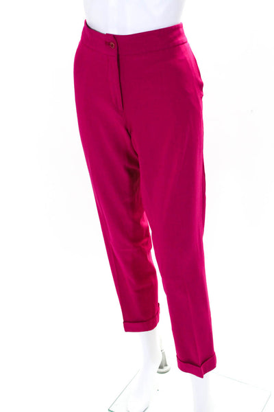 Etro Women's Cuffed Slim Fit Tapered Trouser Pants Pink Size 42