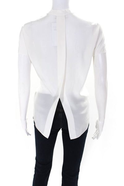 Vince Women's Silk Short Sleeve Round Neck Blouse White Size M