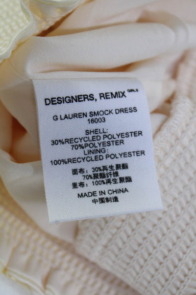 Designers, Remix Womens Sleeveless Smock Waist Ruffled Blouse Top Beige Size 14