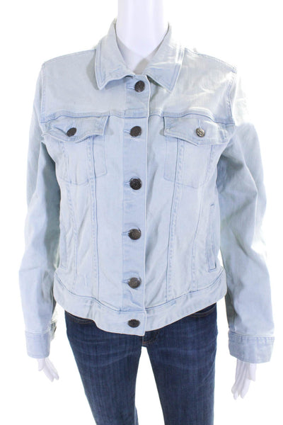 J Crew Womens Cotton Denim Long Sleeve Button Down Jean Jacket Blue Size L