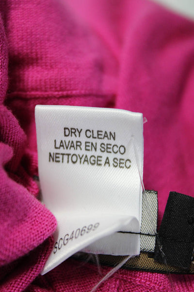 BCBGMAXAZRIA Womens Button Front V Neck Silk Cardigan Sweater Pink Size Small