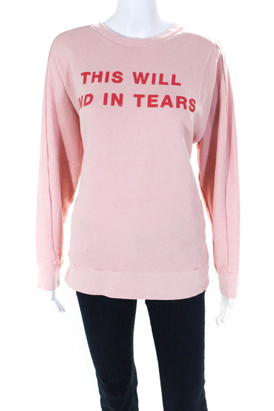 Karssen Zoe Karssen Womens Cotton Graphic Print Pullover Sweatshirt Pink Size M