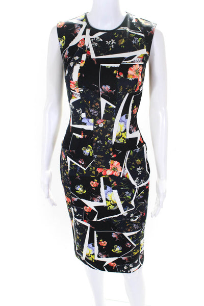 Erdem Womens Floral Print Round Neck Sleeveless Mid-Calf Dress Navy Size XS