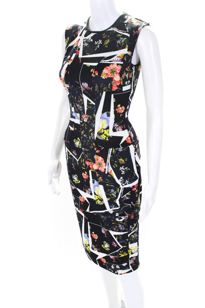 Erdem Womens Floral Print Round Neck Sleeveless Mid-Calf Dress Navy Size XS