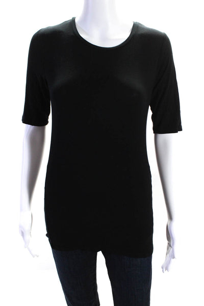 Majestic Paris Womens Jersey Knit Half Sleeve Basic Shirt Top Black Size 2