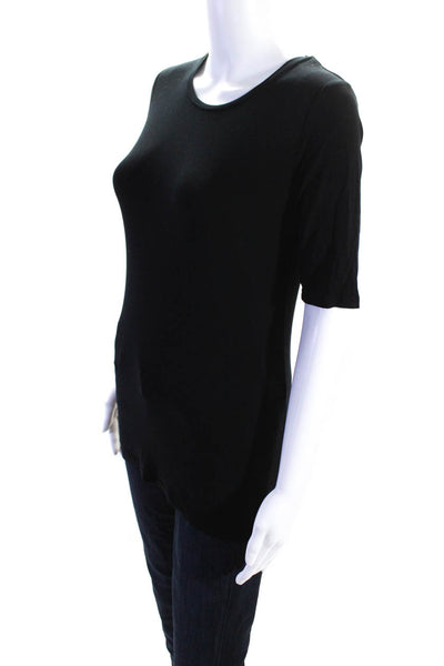 Majestic Paris Womens Jersey Knit Half Sleeve Basic Shirt Top Black Size 2