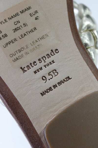 Kate Spade Women's Round Toe Braided Straps Flip Flop Sandals Gold Size 9.5