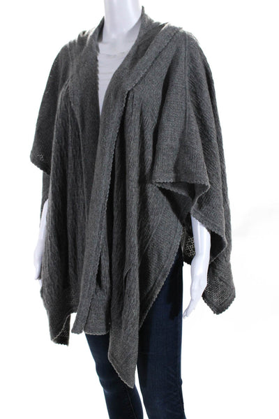 Catherine Malandrino Womens Hooded Wrap Cardigan Sweater Gray Size Small