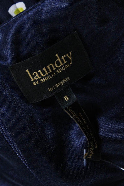 Laundry by Shelli Segal Womens Floral Print Long Sleeve Midi Dress Blue Size 6