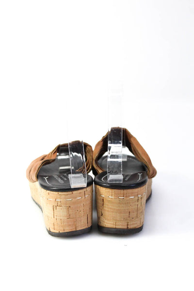 Donald J Pliner Womens Suede Slide On Cork Wedge Sandals Brown Size 7 Medium
