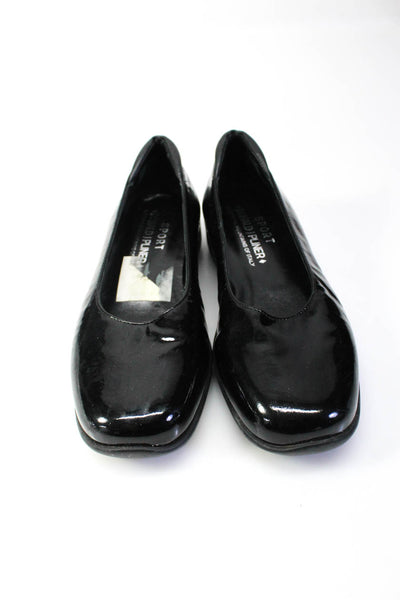 Donald J Pliner Womens Patent Leather Slide On Ballet Flats Black Size 7 Medium