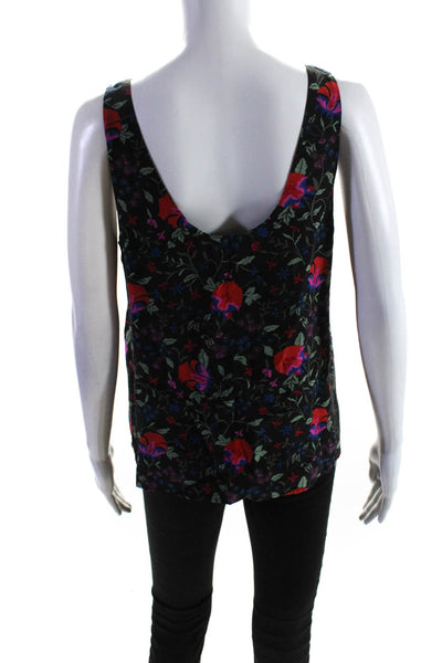 Joie Womens Silk Floral Print Tank Top Black Multi Colored Size Small
