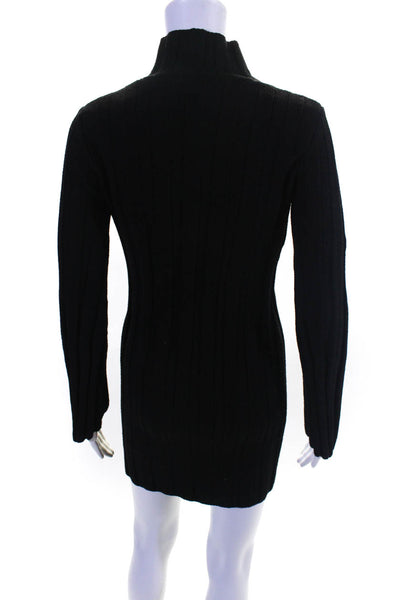 Lovers + Friends Womens Wide Rib Turtleneck Sweater Dress Black Size Extra Small