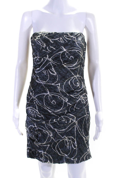 Alexander McQueen Womens Strapless Ruched Satin Sheath Dress Gray Size 4