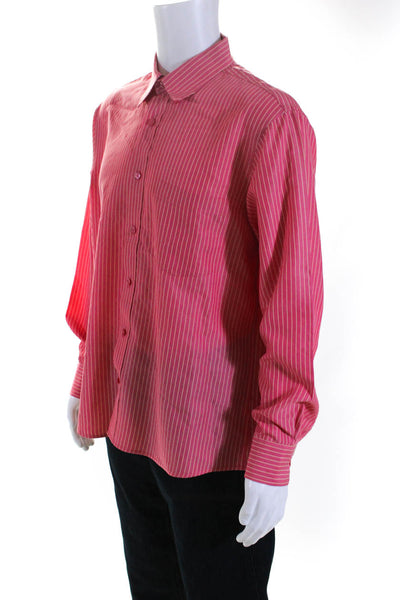 Bugatchi Men's Striped Button Down Dress Shirt Red Size L