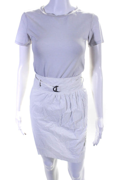 Theory Women's Zip Closure Belted Pockets Mini Skirt White Size 12